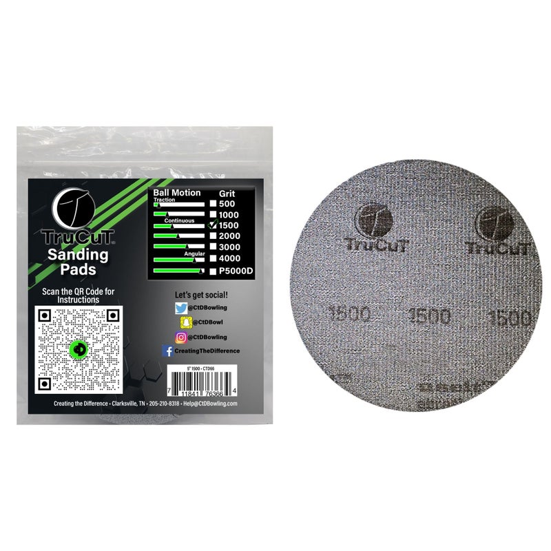 Creating the Difference TruCut Sanding Pads | Made Specifically for Bowling Balls | Resurfacing â€“ Surface Management (1500 Grit, 5 inch) - Image 1